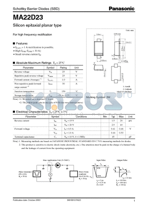 MA22D23 datasheet - Silicon epitaxial planar type For high frequency rectification