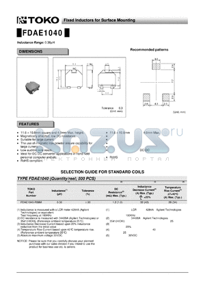 FDAE1040 datasheet - Fixed Inductors for Surface Mounting