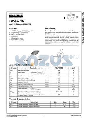 FDAF59N30 datasheet - 300V N-Channel MOSFET