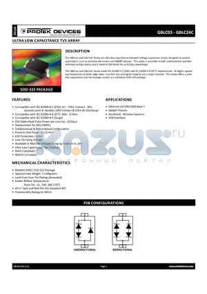 GBLC03 datasheet - ultra LOW CAPACITA NCE TVS ARRAY