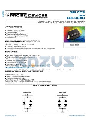 GBLC05 datasheet - ULTRA LOW CAPACITANCE TVS ARRAY