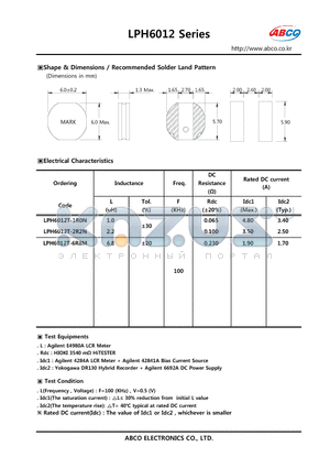 LPH6012T-1R0N datasheet - Shape & Dimensions / Recommended Solder Land Pattern