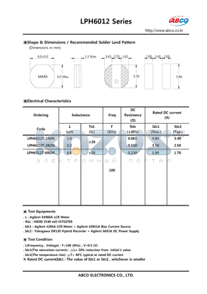 LPH6012T-6R8M datasheet - Shape & Dimensions / Recommended Solder Land Pattern