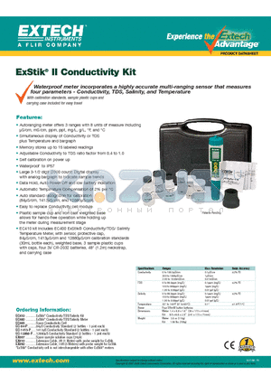 EC405 datasheet - ExStik II Conductivity Kit