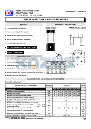 FDB308 datasheet - 3 AMP FAST RECOVERY BRIDGE RECTIFIERS