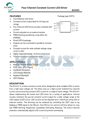 EC4101 datasheet - Four Channel Constant Current LED Driver