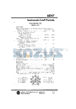 6EH7 datasheet - SEMIREMOTE- CUTOFF PENTODE