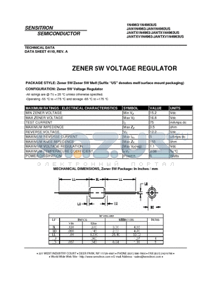 JAN1N4963 datasheet - ZENER 5W VOLTAGE REGULATOR