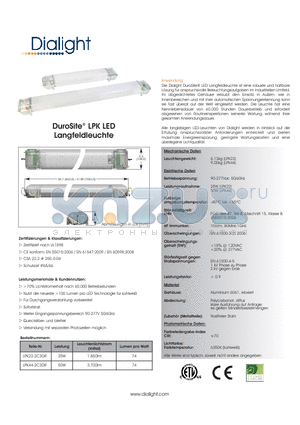 LPK22-2C3DIF datasheet - DuroSite^ LPK LED Langfeldleuchte