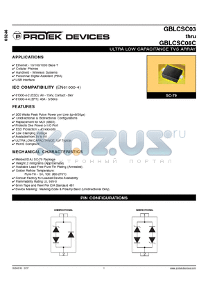 GBLCSC05C datasheet - ULTRA LOW CAPACITANCE TVS ARRAY