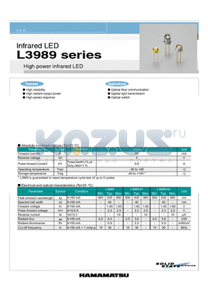 L3989-02 datasheet - High power infrared LED