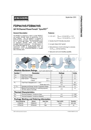 FDB6670S datasheet - 30V N-Channel PowerTrench SyncFET