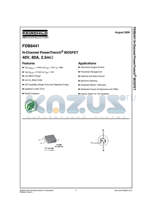 FDB8441 datasheet - N-Channel PowerTrench MOSFET