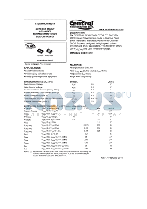 CTLDM7120-M621H datasheet - SURFACE MOUNT N-CHANNEL ENHANCEMENT-MODE SILICON MOSFET