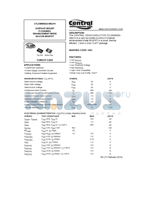 CTLDM8002A-M621H_10 datasheet - SURFACE MOUNT P-CHANNEL ENHANCEMENT-MODE SILICON MOSFET