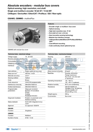 GBMMS.020LM32 datasheet - Absolute encoders - modular bus covers