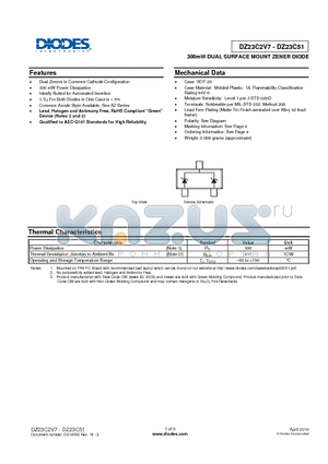 DZ23C2V7 datasheet - 300mW DUAL SURFACE MOUNT ZENER DIODE