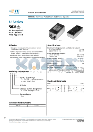 6EU1 datasheet - RFI Filter for Power Factor Corrected Power Supplies