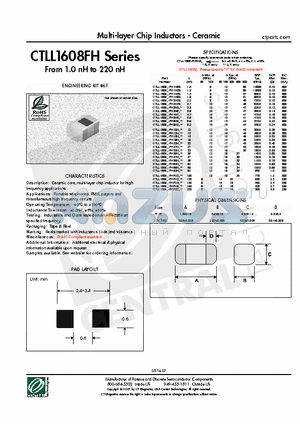 CTLL1608-FH10NJ datasheet - Multi-layer Chip Inductors - Ceramic