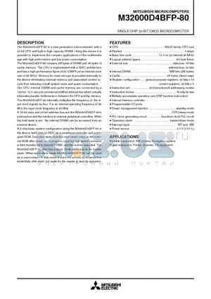 M32000D4BFP-80 datasheet - SINGLE-CHIP 32-BIT CMOS MICROCOMPUTER