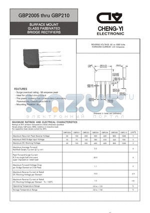 GBP202 datasheet - SURFACE MOUNT GLASS PASSIVATED BRIDGE RECTIFIERS