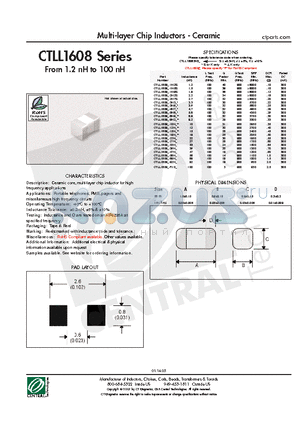 CTLL1608K-47NK datasheet - Multi-layer Chip Inductors - Ceramic