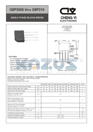 GBP301 datasheet - SINGLE-PHASE SILICON BRIDGE