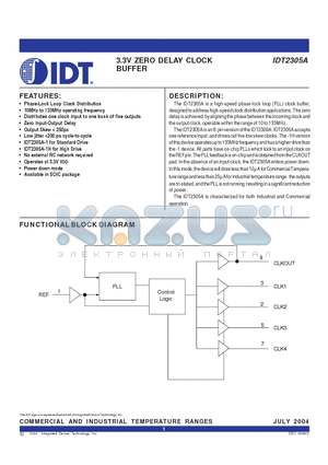 IDT2305A-1DC datasheet - 3.3V ZERO DELAY CLOCK BUFFER