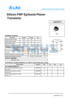 L4401DW1T1 datasheet - Silicon PNP Epitaxial Planer Transistor