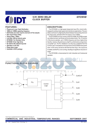 IDT2305B-1DC datasheet - 3.3V ZERO DELAY CLOCK BUFFER