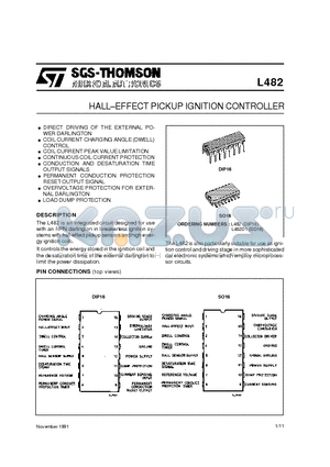 L482 datasheet - HALL.EFFECT PICKUP IGNITION CONTROLLER