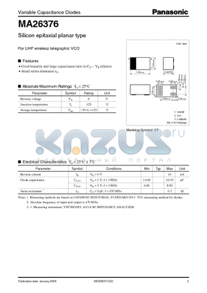 MA26376 datasheet - Silicon epitaxial planar type