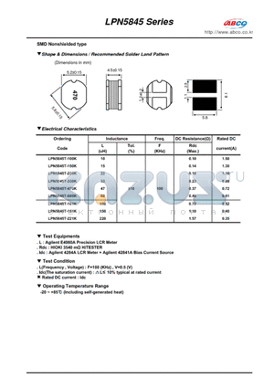 LPN5845 datasheet - Shape & Dimensions / Recommended Solder Land Pattern