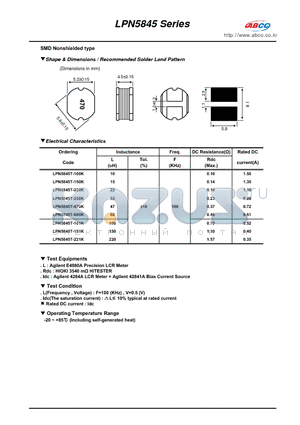 LPN5845T-151K datasheet - Shape & Dimensions / Recommended Solder Land Pattern