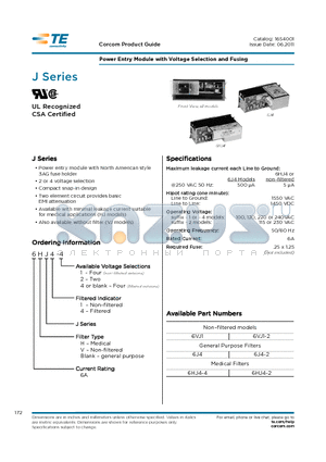 6J4-2 datasheet - Power Entry Module with Voltage Selection and Fusing