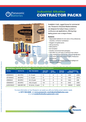 6LR61XWA/C datasheet - Industrial Alkaline Contractor Packs