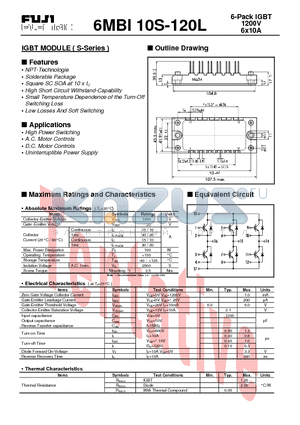 6MBI10S-120L datasheet - IGBT MODULE(1200V 6x10A)