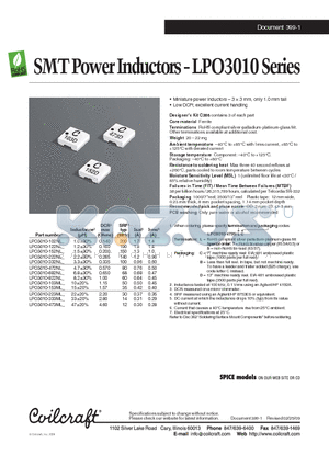 LPO3010-103ML datasheet - SMT Power Inductors