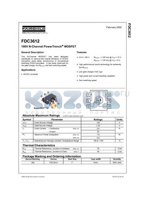 FDC3612 datasheet - 100V N-Channel PowerTrench MOSFET