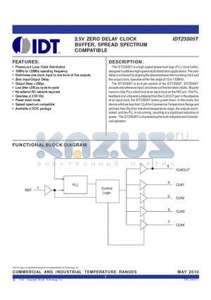 IDT23S05T datasheet - 2.5V ZERO DELAY CLOCK BUFFER, SPREAD SPECTRUM COMPATIBLE