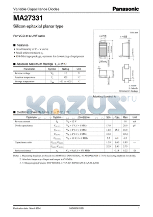 MA27331 datasheet - Silicon epitaxial planar type