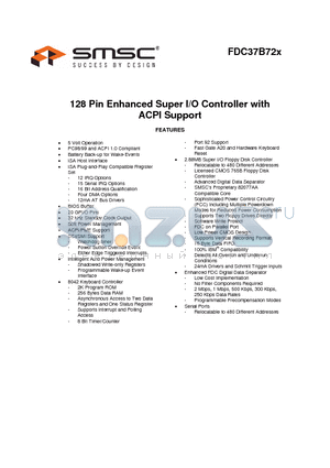 FDC37B72X datasheet - 128 Pin Enhanced Super I/O Controller with ACPI Support