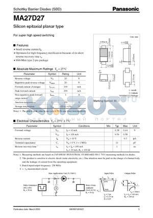 MA27D27 datasheet - Silicon epitaxial planar type