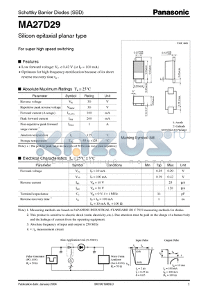 MA27D29 datasheet - Schottky Barrier Diodes (SBD)