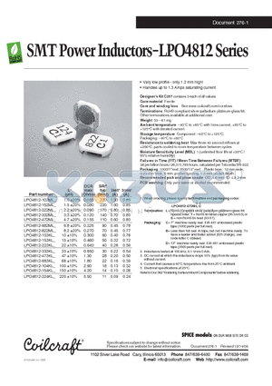 LPO4812-472ML datasheet - SMT Power Inductors