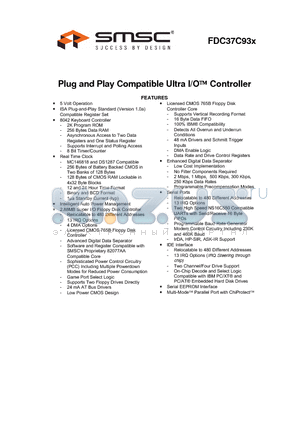 FDC37C93X datasheet - Plug and Play Compatible Ultra I/O Controller