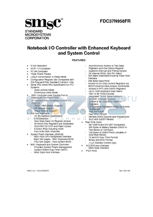 FDC37N958FRTQFP datasheet - Notebook I/O Controller with Enhanced Keyboard and System Control