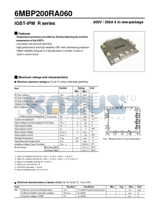 6MBP200RA060 datasheet - IGBT-IPM(600V/200A)