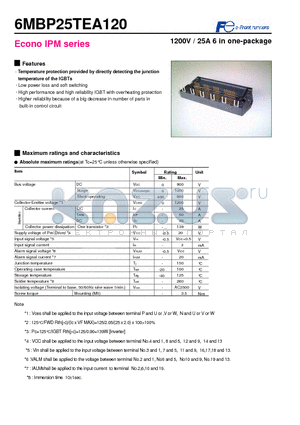 6MBP25TEA120 datasheet - 1200V / 25A 6 in one-package