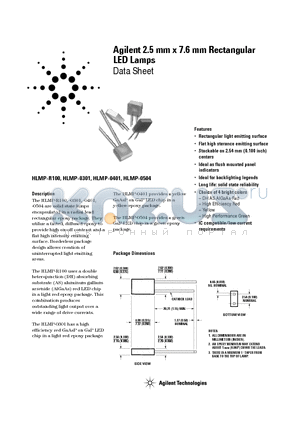 HLMP-R100_05 datasheet - Agilent 2.5 mm x 7.6 mm Rectangular LED Lamps